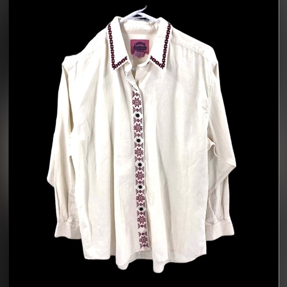 Vintage Western Shirt Cambridge Country Store Cotton Southwest Embroidered Large - Picture 1 of 9